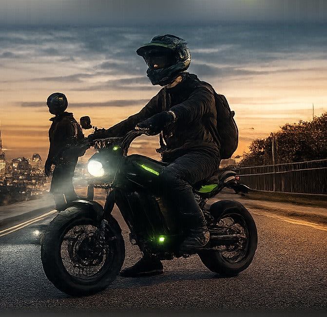 Electric riders overlooking London at sunset